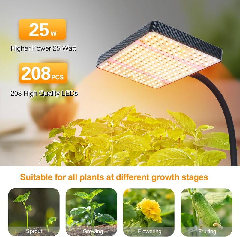 FECiDA Grow Lights with Stand and Timer, Tripod Standing Grow Lights for Indoor Plants, 208PCS LEDs Bright Enough Plant Growing Lamps for Bonsai Tree, Seed Starting, 24"-64" Height Adjustable - Image 3